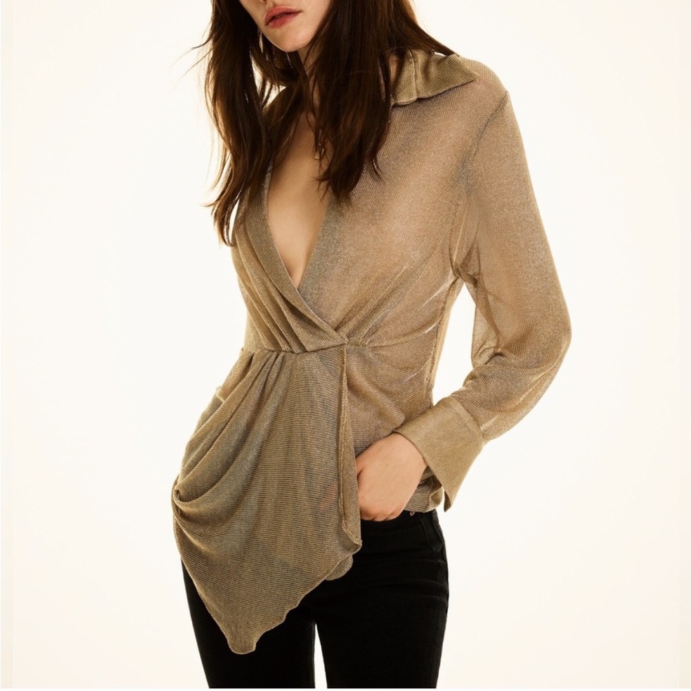 Zara gold metallic blouse